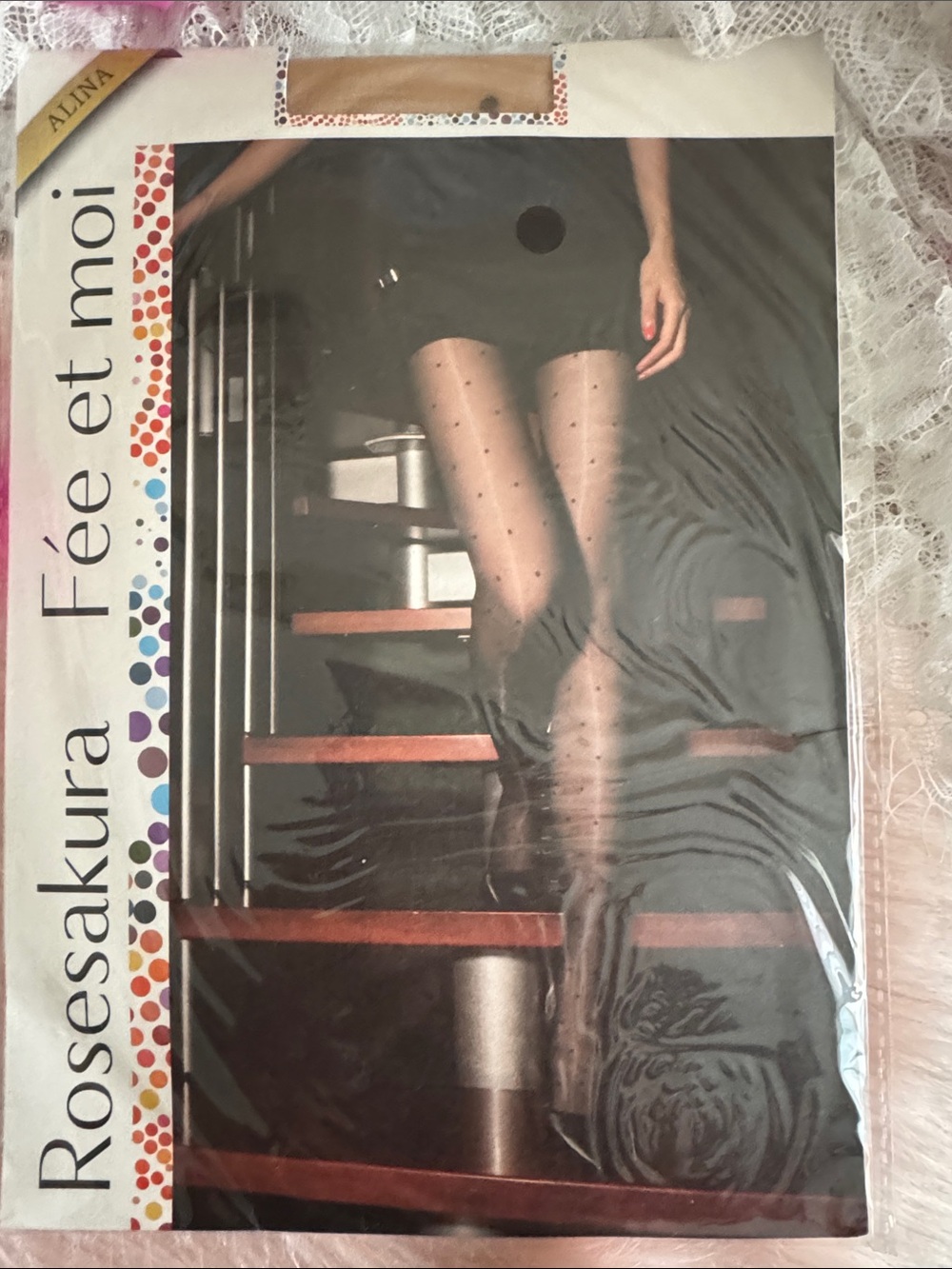 RoseSakura polka dot tights beige (crotchless)